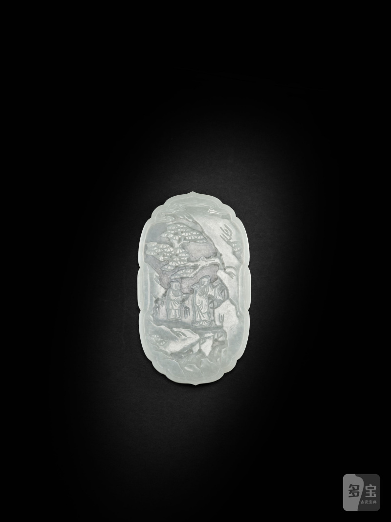 清末/民國　白玉人物圖飾件 | A WHITE JADE 'FIGURES IN LANDSCAPE' PLAQUE - 图3